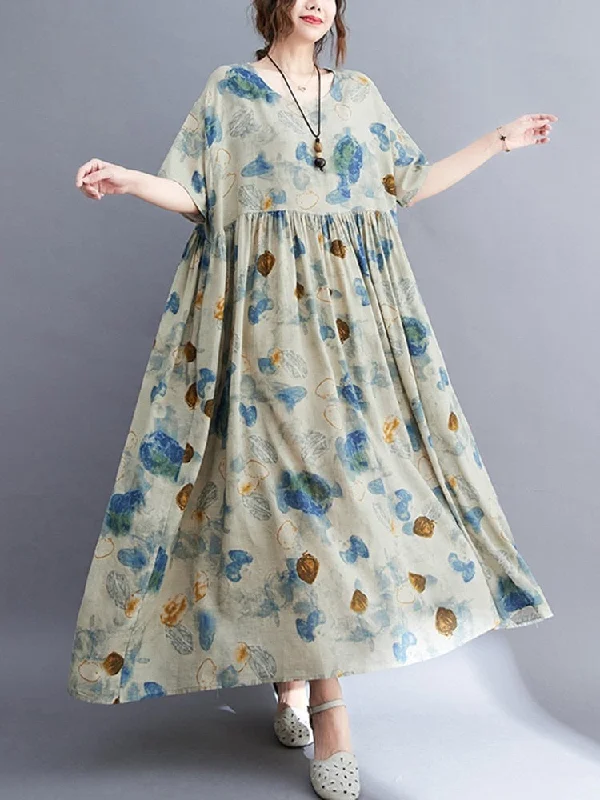 Vintage Plus Size Casual Loose Boho Long Dress Tunics Vintage classic