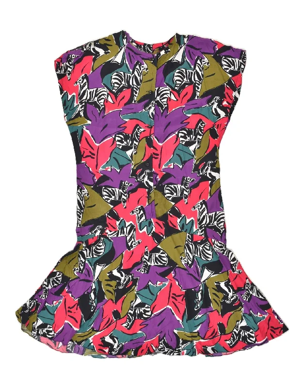 VINTAGE Womens Abstract Pattern Drop Waist Dress UK 14 Medium Red Halter Neckline Beach VINTAGE Womens Abstract Pattern Drop Waist Dress UK 14 Medium Red Halter Neckline Beach