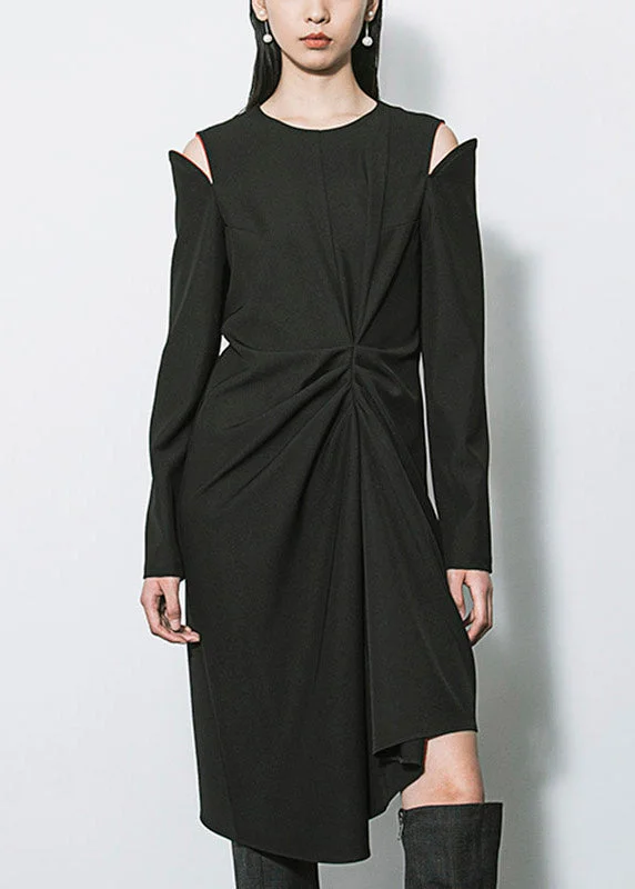 Women Black O-Neck Asymmetrical Patchwork Long Dresses Long Sleeve Halter Neckline Beach Women Black O-Neck Asymmetrical Patchwork Long Dresses Long Sleeve Halter Neckline Beach