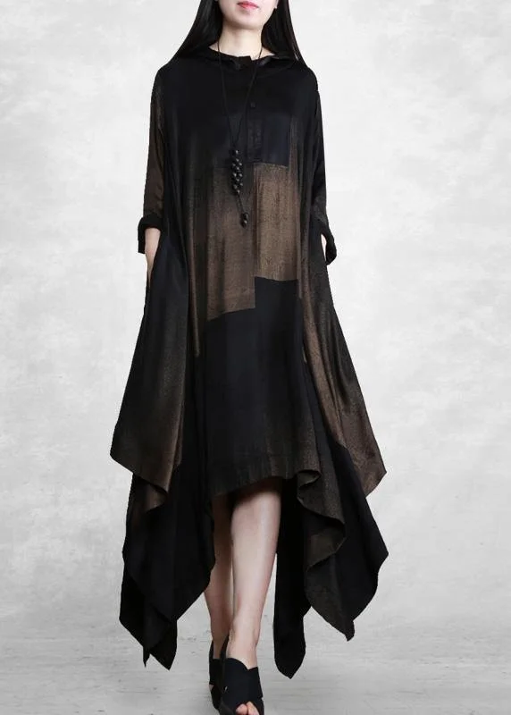 Women Hooded Outfits Black Long Dresses< Tunics Seasonal trendy
