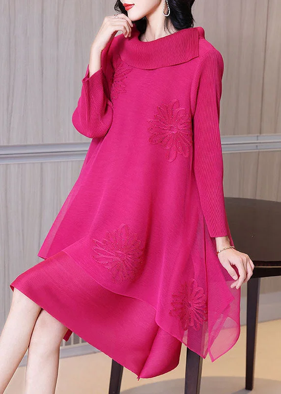Women Rose Asymmetrical Patchwork Nail Bead Tulle Vacation Long Dresses Long Sleeve Tunics Fleece cozy Women Rose Asymmetrical Patchwork Nail Bead Tulle Vacation Long Dresses Long Sleeve Tunics Fleece cozy