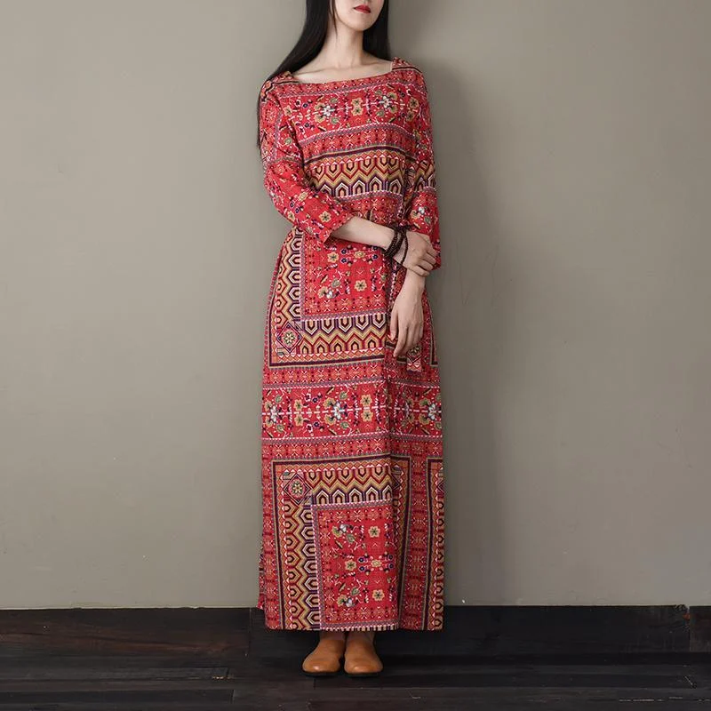Women tie waist cotton spring tunics for women Tunic Tops red prints long Dress Tunics Satin smooth Women tie waist cotton spring tunics for women Tunic Tops red prints long Dress Tunics Satin smooth