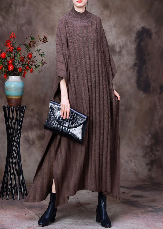 Classy Light Chocolate Turtleneck Knit Maxi Sweaters Dress Long Sleeve Anti-Pilling Anti-Shrink Durable Classy Light Chocolate Turtleneck Knit Maxi Sweaters Dress Long Sleeve Anti-Pilling Anti-Shrink Durable