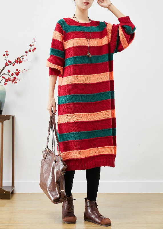 French Colorblock Oversized Striped Knit Sweater Dress Fall Beaded Sweater Sequined Faux Fur French Colorblock Oversized Striped Knit Sweater Dress Fall Beaded Sweater Sequined Faux Fur