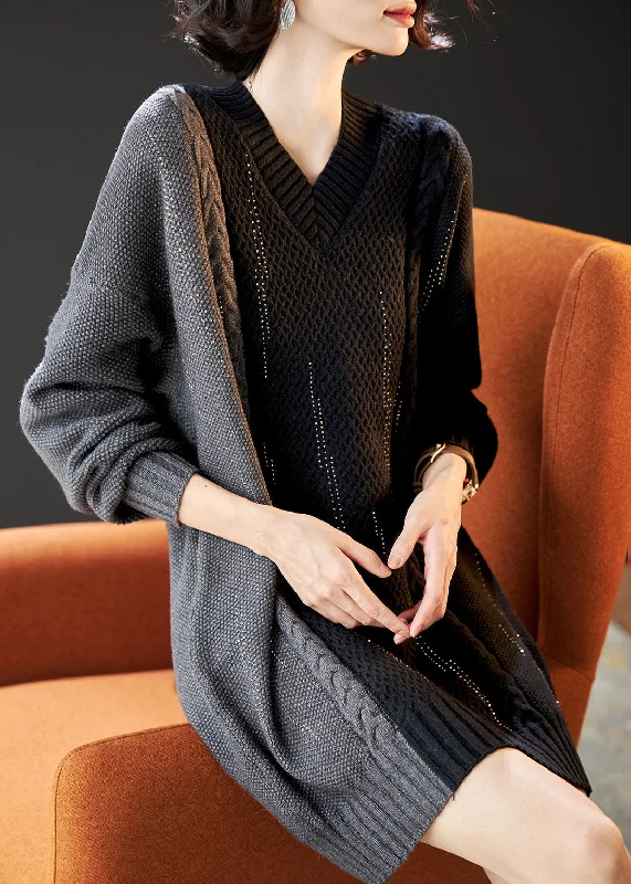 Handmade Colorblock V Neck Patchwork Knit Long Sweater Winter Satin Fabric Silk Fabric Chiffon Fabric Handmade Colorblock V Neck Patchwork Knit Long Sweater Winter Satin Fabric Silk Fabric Chiffon Fabric