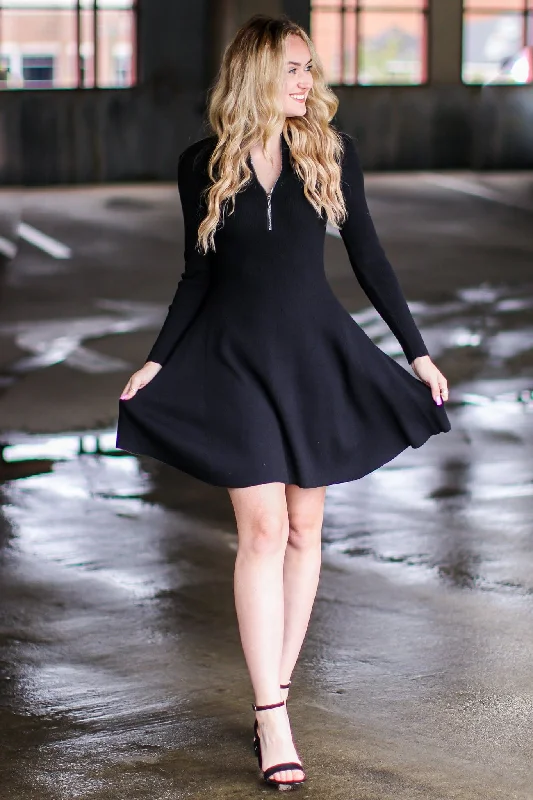 Melton Zip Up Sweater Dress - FINAL SALE Denim Fabric Leather Fabric Suede Fabric