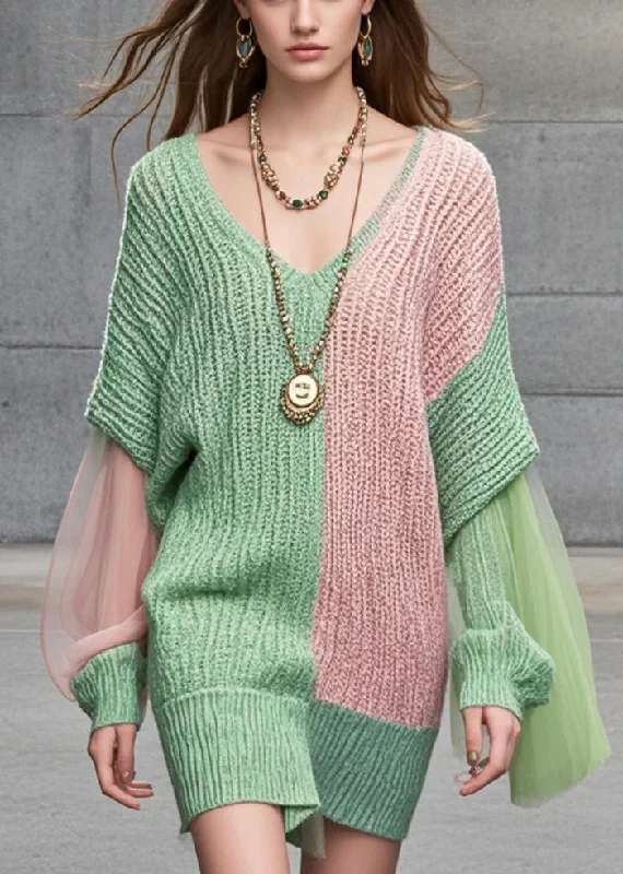 Unique Colorblock Asymmetrical Patchwork Tulle Long Sweater Batwing Sleeve Fleece Sweater Nylon Polyester Unique Colorblock Asymmetrical Patchwork Tulle Long Sweater Batwing Sleeve Fleece Sweater Nylon Polyester