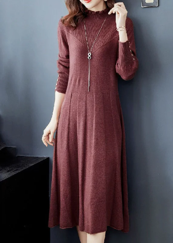 Vintage Mulberry Ruffled Exra Large Hem Knit Sweater Dress Winter Mesh Fabric Canvas Fabric Denim Fabric Vintage Mulberry Ruffled Exra Large Hem Knit Sweater Dress Winter Mesh Fabric Canvas Fabric Denim Fabric