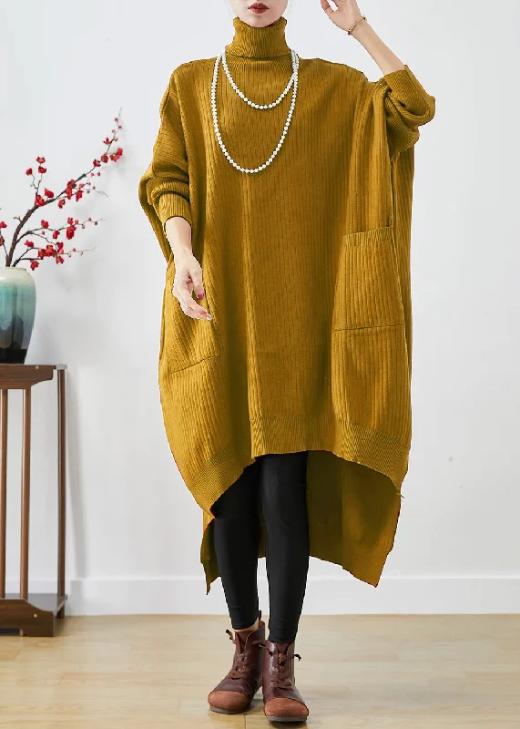 Yellow Oversized Knit Sweater Dress Turtle Neck Asymmetrical Batwing Sleeve Turtle Neck Boat Neck Asymmetrical Neck Yellow Oversized Knit Sweater Dress Turtle Neck Asymmetrical Batwing Sleeve Turtle Neck Boat Neck Asymmetrical Neck