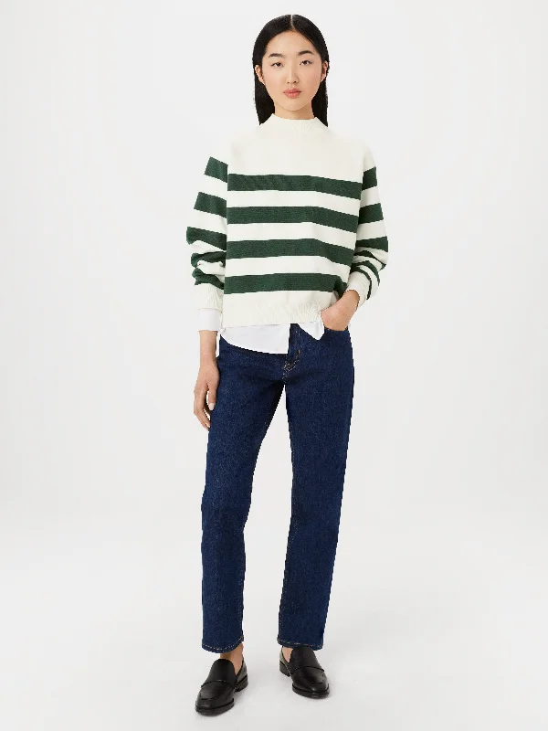 The Compact Mock Neck Sweater in Dark Green Boat Neck Shawl Collar Notched Collar