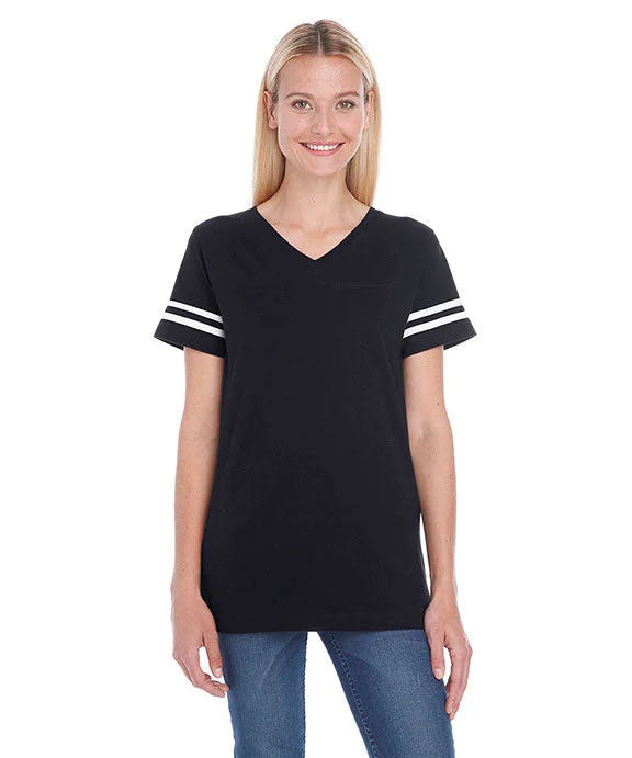 3537 - LAT Ladies Football T-Shirt Notch Collar Peter Pan Collar Cowl Neck