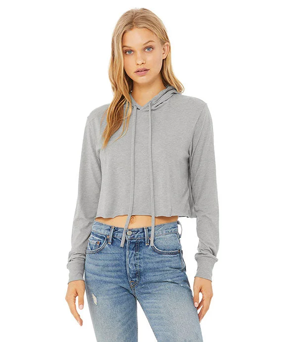 8512 - Bella + Canvas Ladies Cropped Long Sleeve T-Shirt w/Hood Chenille Blend Fleece Blend Nylon Blend 8512 - Bella + Canvas Ladies Cropped Long Sleeve T-Shirt w/Hood Chenille Blend Fleece Blend Nylon Blend