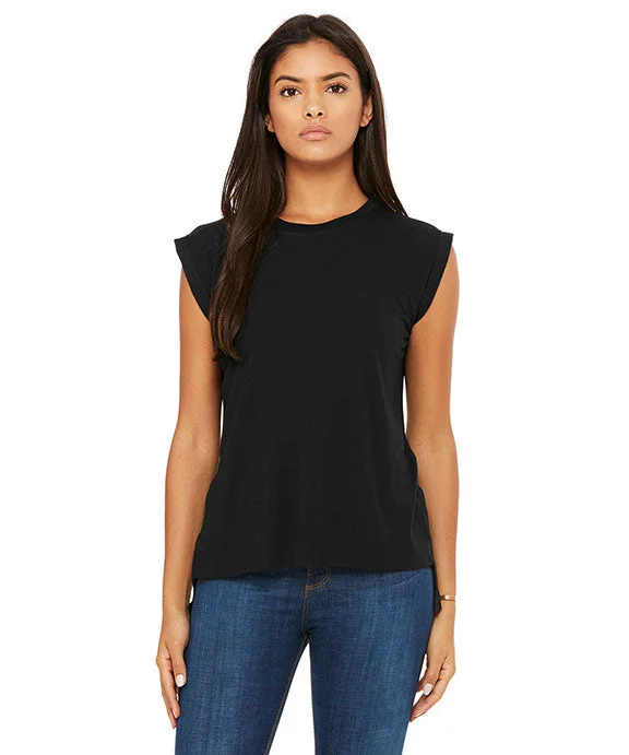 8804 - Bella + Canvas Ladies Flowy Muscle T-Shirt with Rolled Cuff Front Pockets Side Pockets Patch Pockets 8804 - Bella + Canvas Ladies Flowy Muscle T-Shirt with Rolled Cuff Front Pockets Side Pockets Patch Pockets