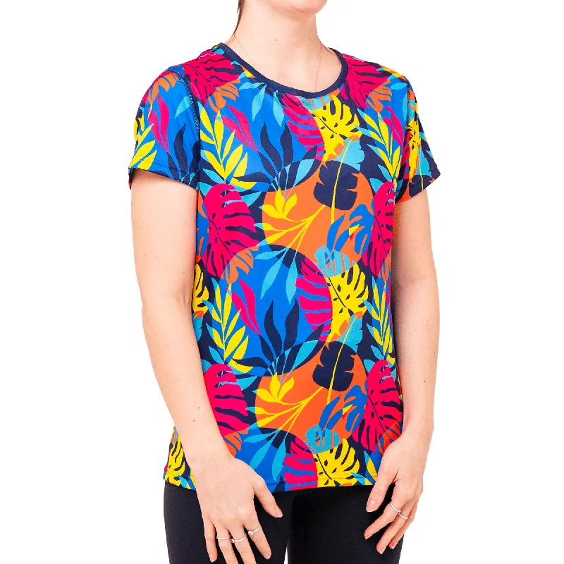 Aloha - Adventurous - Womens Training T-Shirt Hooded Caped Shawl Collar