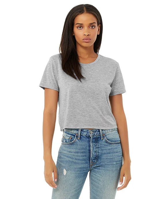 B8882 - Bella + Canvas Ladies Flowy Cropped T-Shirt Silk Blend Satin Velvet