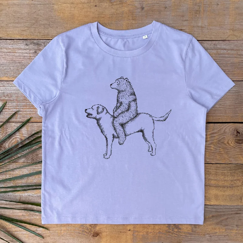 'Bear and Labrador' Women's T-Shirt Satin Fabric Silk Fabric Chiffon Fabric