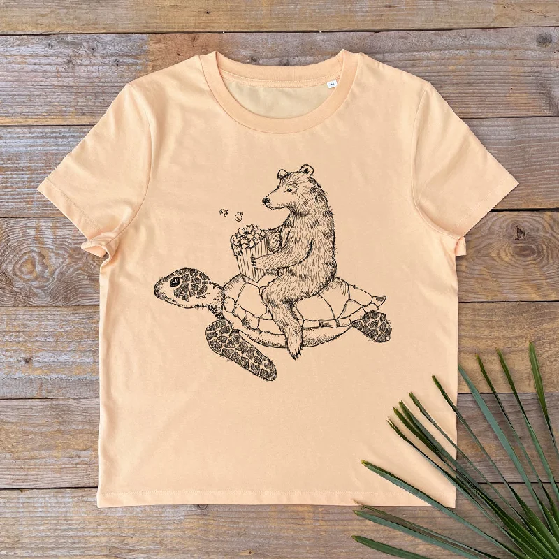 Bear and Turtle Women's T-Shirt Faux Fur Fabric Real Fur Fabric Shearling Fabric