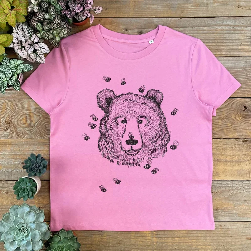 'Bumble Bee Bear' Women's T-Shirt Spandex Blend Rayon Blend Denim Blend