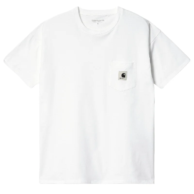Carhartt WIP Womens S/S Pocket T-Shirt White Graphic Embroidered Appliqued