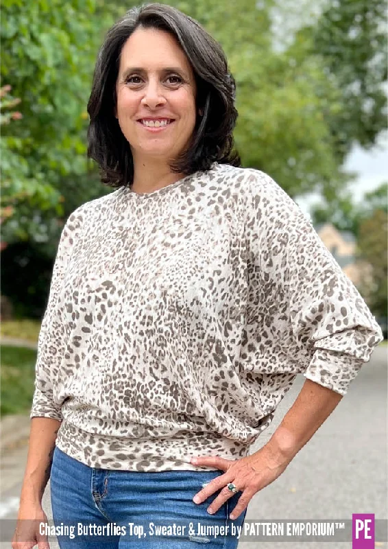 Chasing Butterflies | Batwing Top & Sweater Sewing Pattern Solid Print Embellished
