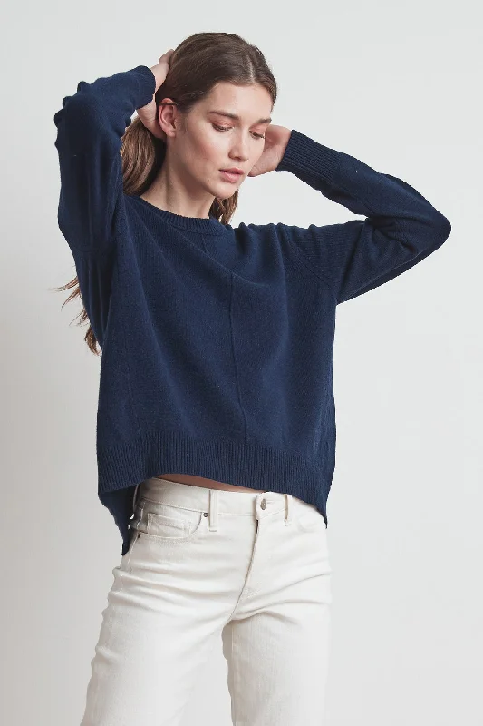 CLARISSA WOOL BLEND SPLIT HEM SWEATER High Neck Crew Neck V-Neck