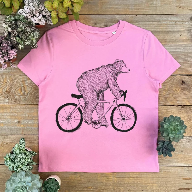 Classic Bear and Bicycle Women's T-Shirt Jersey Fabric Tulle Fabric Batik Fabric