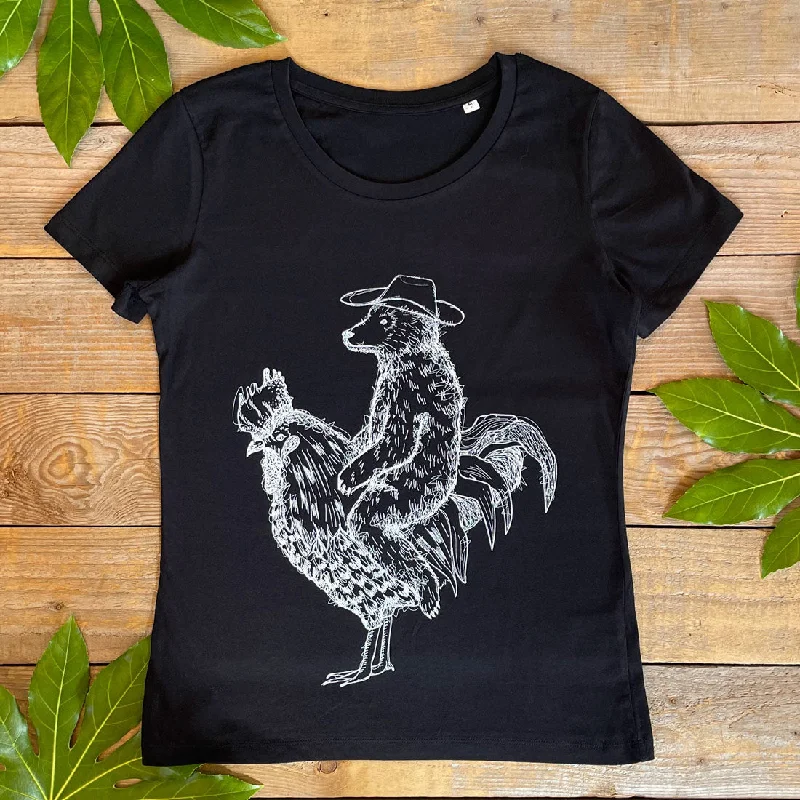 Cockerel and Bear Women's T-Shirt Chenille Blend Fleece Blend Nylon Blend