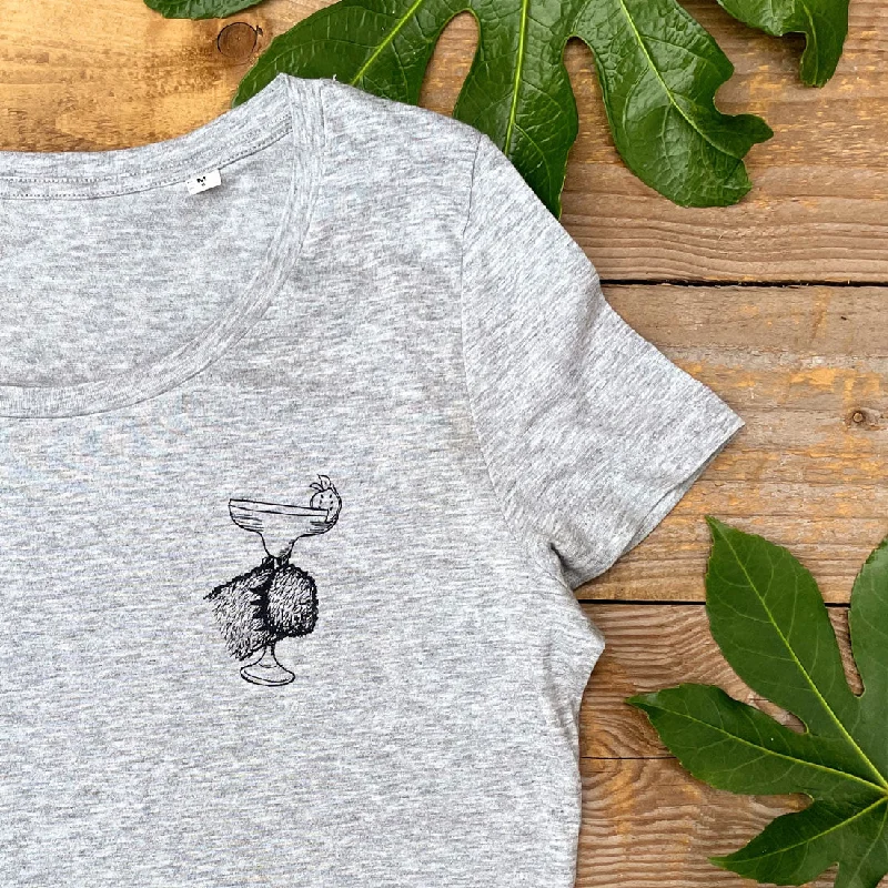 'Cocktail Bear' Women's T-Shirt - Back Print Chenille Fabric Brocade Fabric Lace Fabric