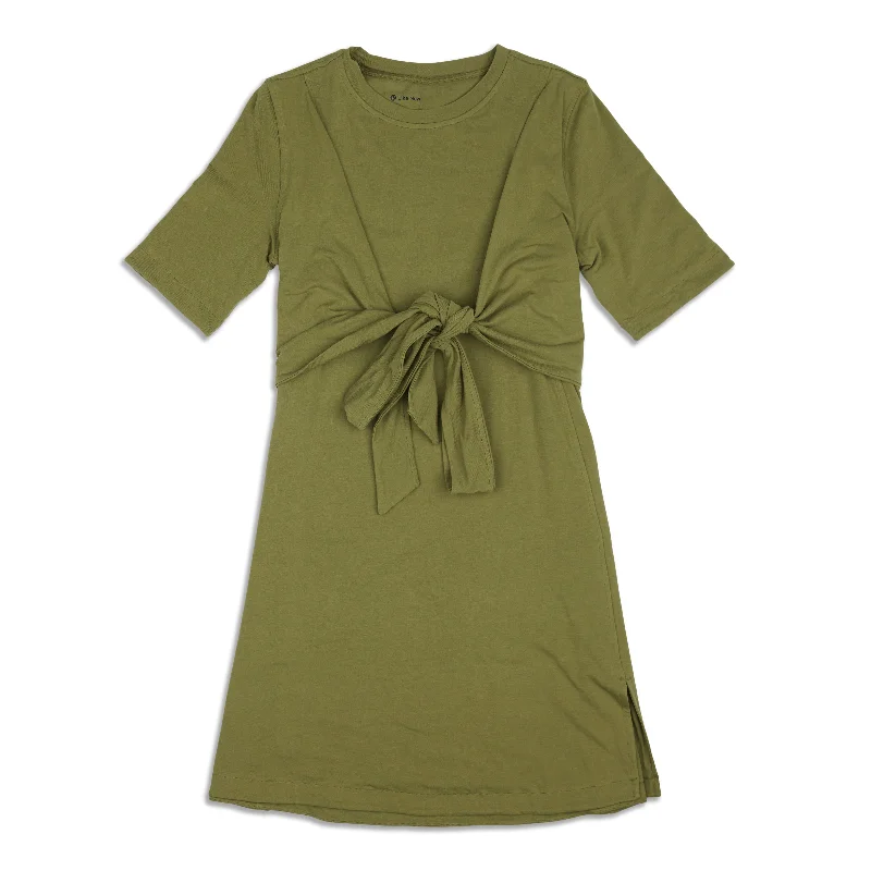 Cotton Wrap-Front T-Shirt Dress Silk Blend Satin Velvet