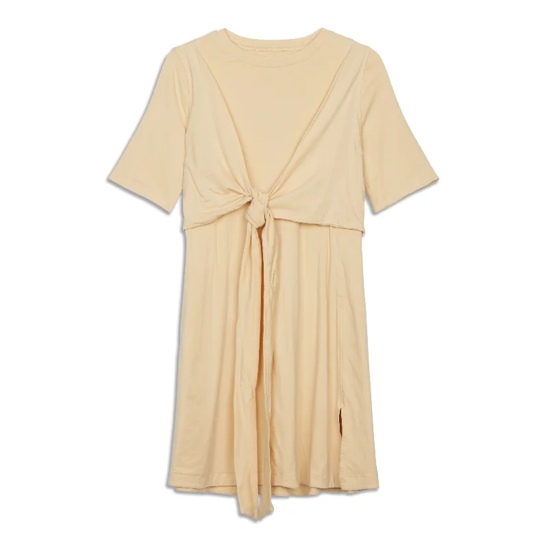 Cotton Wrap-Front T-Shirt Dress Beaded Sequined Faux Fur