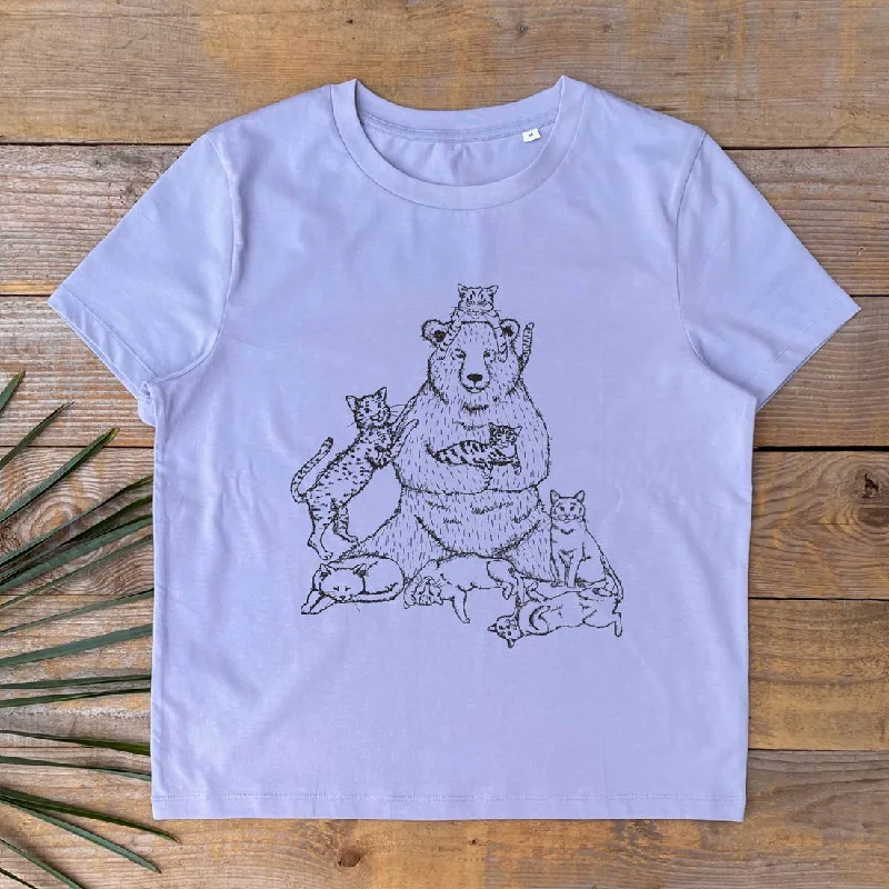 Crazy Cat Bear Women's T-Shirt Rayon Fabric Velvet Fabric Corduroy Fabric