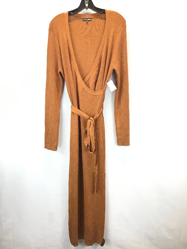 Dress Sweater By Fashion Nova In Bronze, Size: 2x Nylon Fabric Polyester Fabric Spandex Fabric
