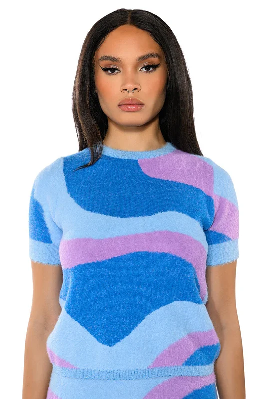 FAR OUT SHORT SLEEVE SWEATER Terry Blend Velvet Blend Canvas Blend