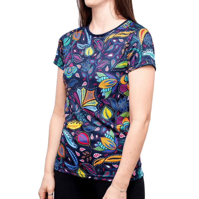 Magic Garden - Adventurous - Womens Training T-Shirt V-Neck T-Shirt Long Sleeve Cotton Magic Garden - Adventurous - Womens Training T-Shirt V-Neck T-Shirt Long Sleeve Cotton