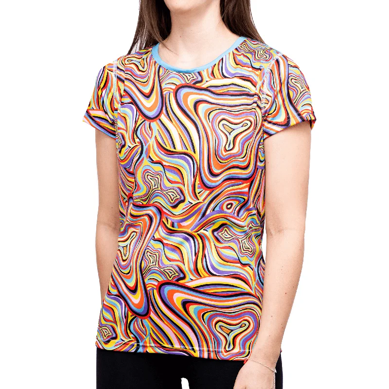 Marble - Adventurous - Womens Training T-Shirt Thin T-Shirt Open Front Quick Dry