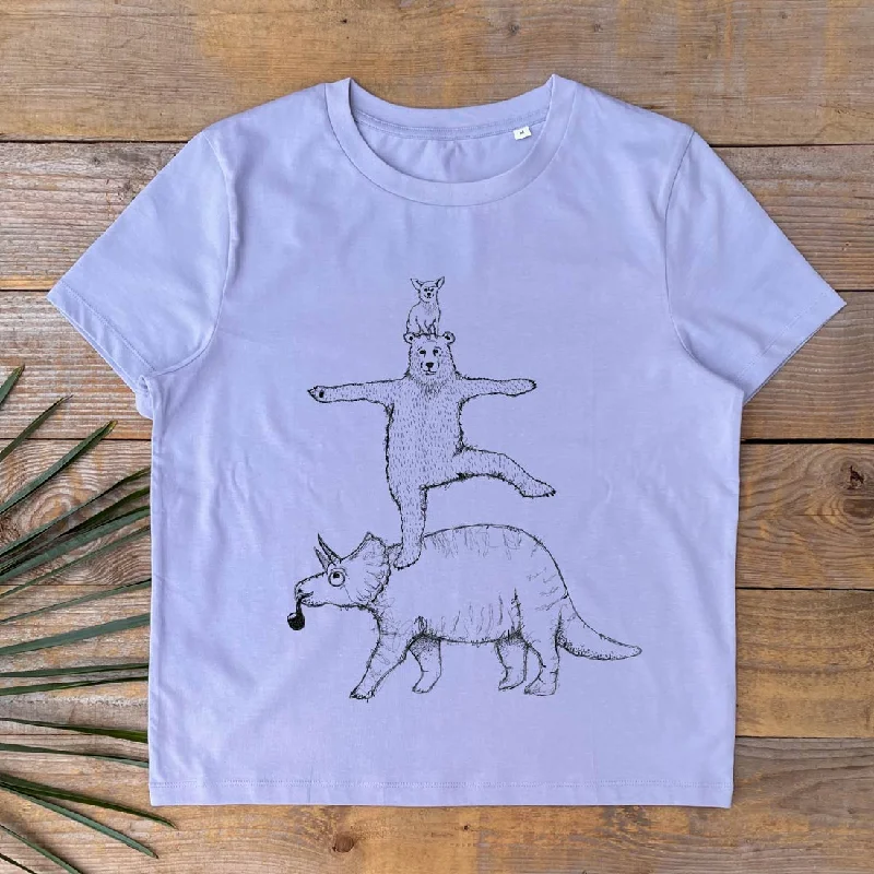 'Old Bear New Tricks' Women's T-Shirt Solid Print Embellished