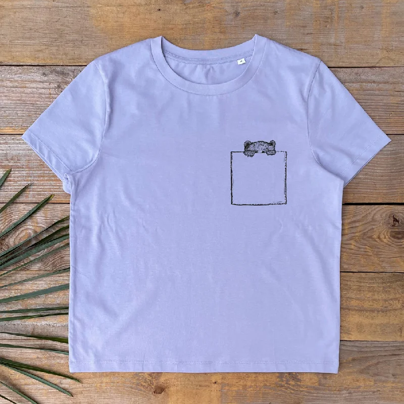 'Pocket Bear' Women's T-Shirt Embroidered Appliqued Beaded