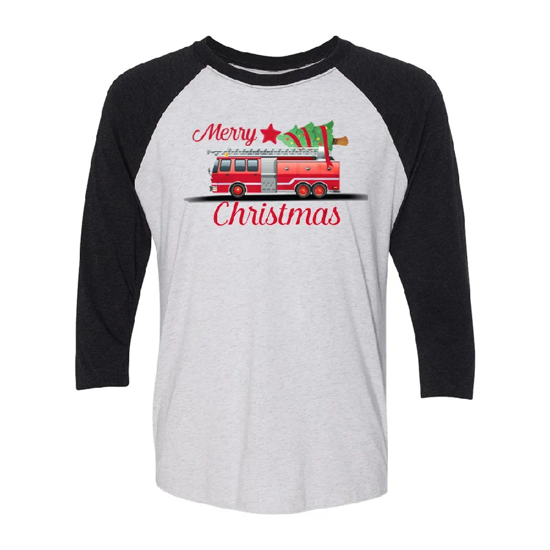 Thin Red Line - Christmas, Raglan 3/4 Sleeve T-Shirt - Unisex Fleece Nylon Spandex
