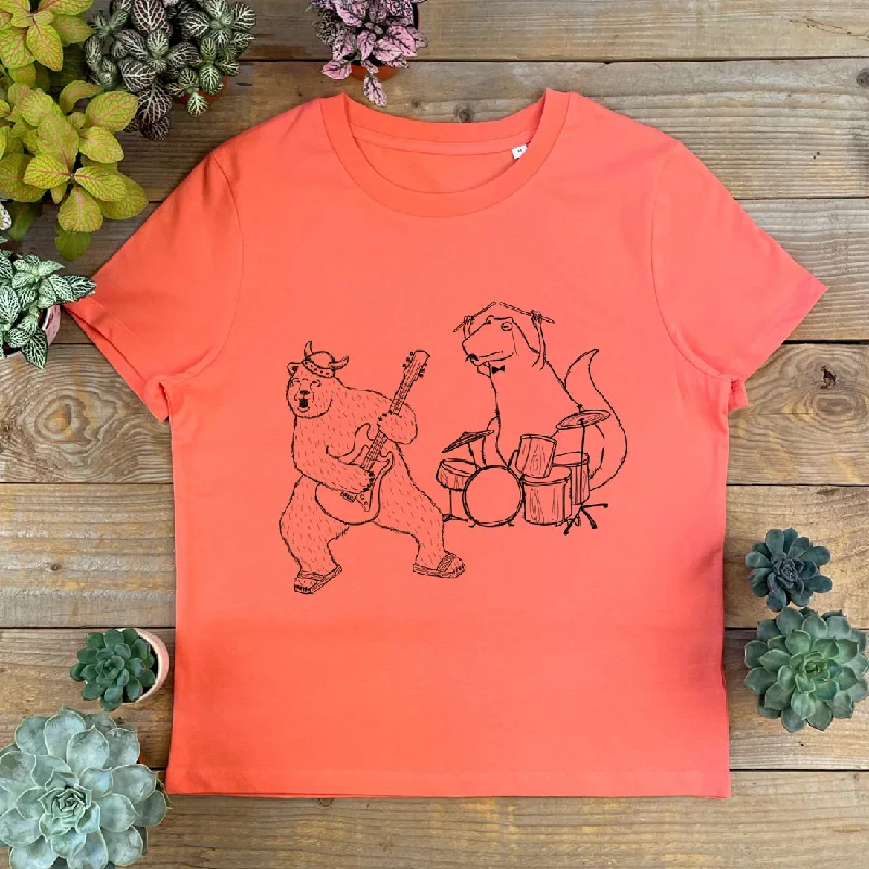 'Rocking Out' Women's T-Shirt Mesh Fabric Canvas Fabric Denim Fabric