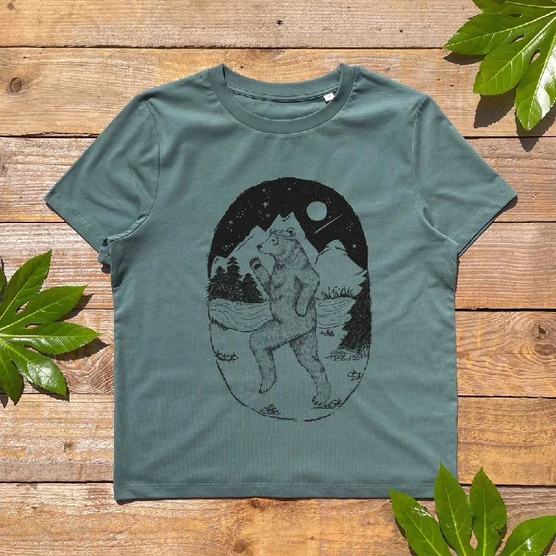 Running Bear Women's T-Shirt Graphic Embroidered Appliqued