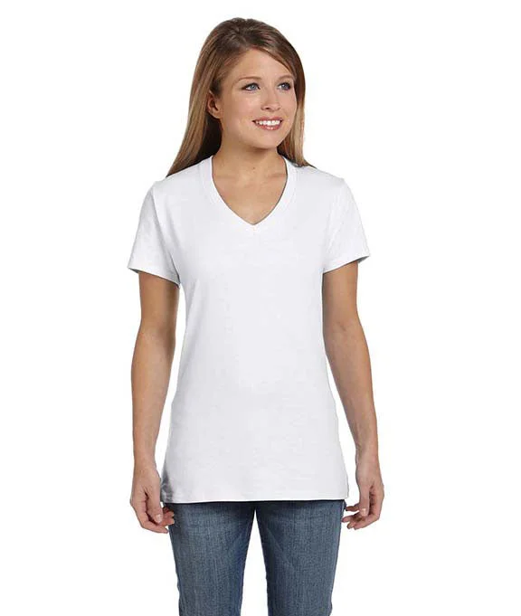 S04V - Hanes Ladies nano-T® V-Neck T-Shirt Cashmere Blend Cotton Blend Poly Blend