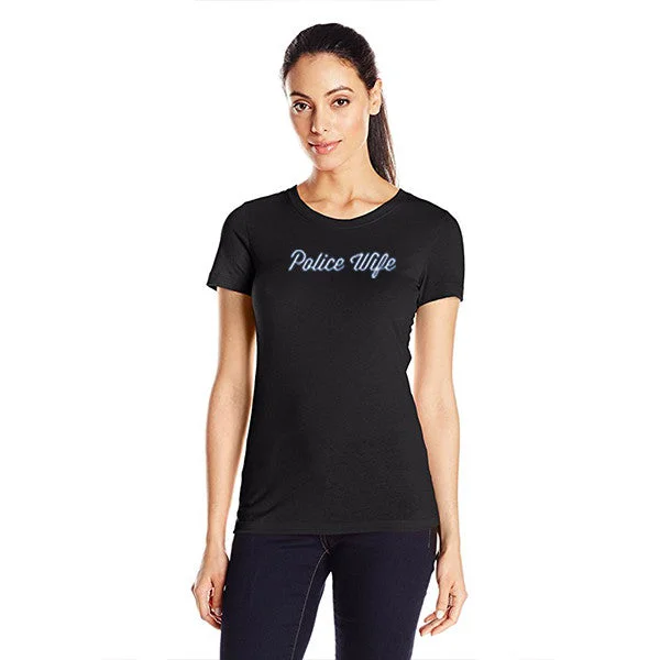 Slim Fit Woman's Short Sleeve T-Shirt - Police Wife Fitted T-Shirt Seamless Stretchy Slim Fit Woman's Short Sleeve T-Shirt - Police Wife Fitted T-Shirt Seamless Stretchy