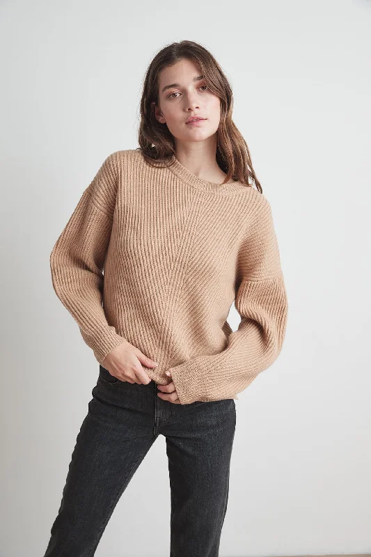 SOPHIE WOOL CASHMERE TEXTURED SWEATER Turtle Neck Boat Neck Asymmetrical Neck