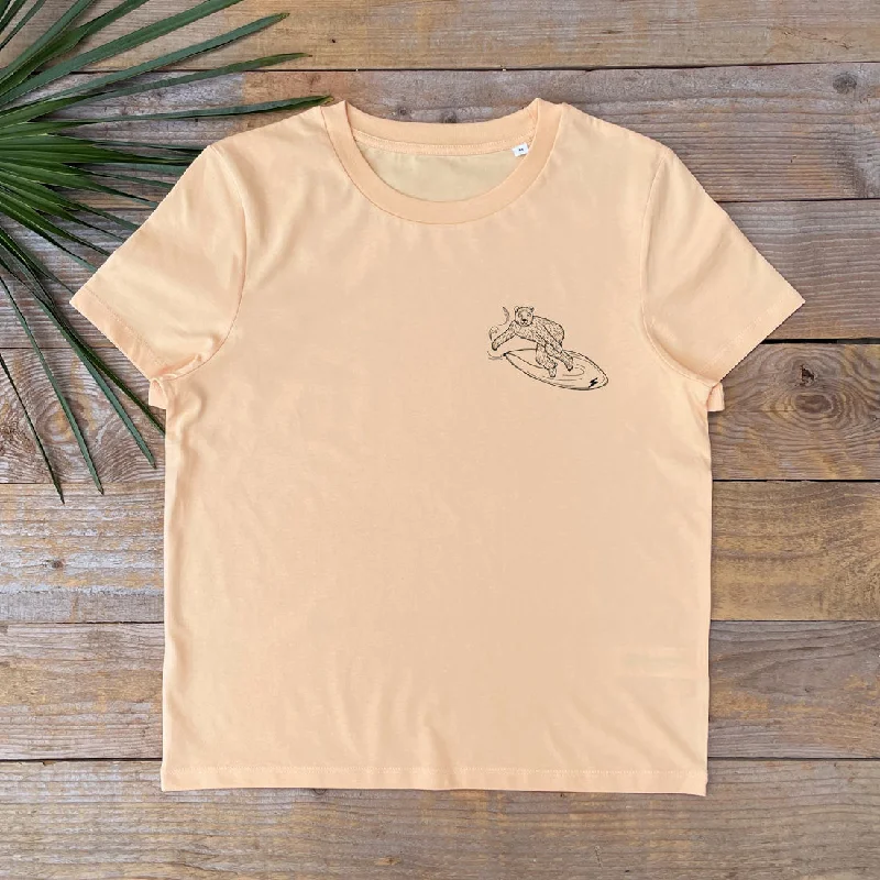 'Surfing Bear' Women's T-Shirt Ribbed Striped Patterned