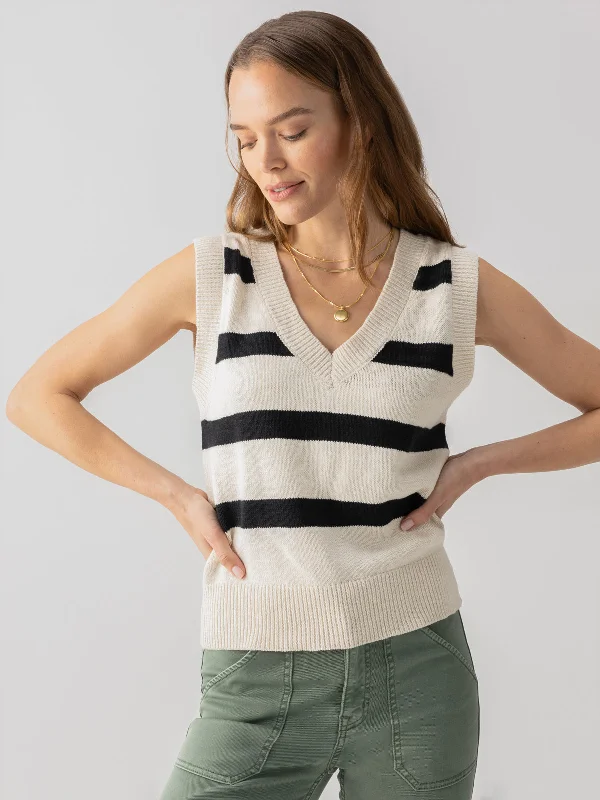 Sweater Shell Tank Eco Natural Black Stripe Herringbone Houndstooth Plaid