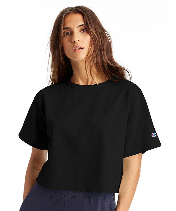 T453W - Champion Ladies Cropped Heritage T-Shirt Hooded Caped Shawl Collar