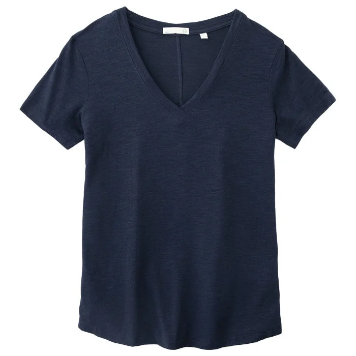 Tasc Womens Easy V-Neck T-Shirt - Classic Navy V-Neck T-Shirt Long Sleeve Cotton