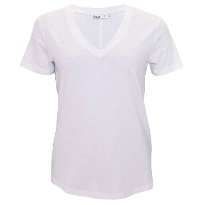 Tasc Womens Easy V-Neck T-Shirt - White Graphic T-Shirt Round Neck Polyester