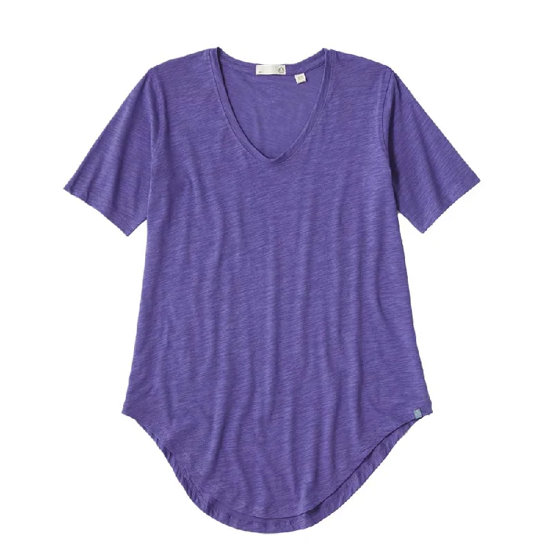 Tasc Womens Longline Boyfriend T-Shirt - Vibrant Purple Slub Notch Collar Peter Pan Collar Cowl Neck Tasc Womens Longline Boyfriend T-Shirt - Vibrant Purple Slub Notch Collar Peter Pan Collar Cowl Neck