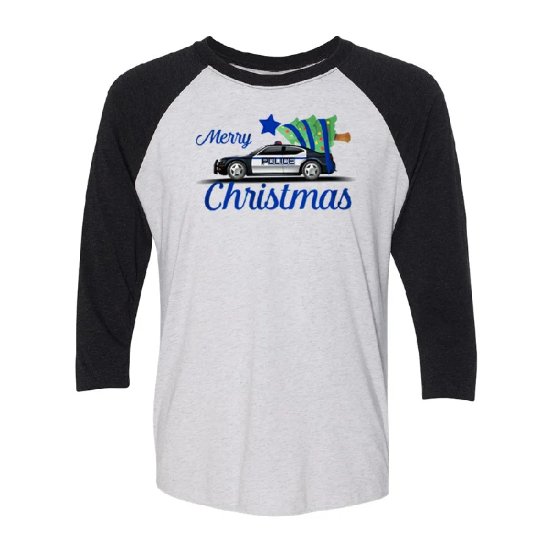 Thin Blue Line - Christmas, Raglan 3/4 Sleeve T-Shirt - Unisex Elasticated Padded Insulated Thin Blue Line - Christmas, Raglan 3/4 Sleeve T-Shirt - Unisex Elasticated Padded Insulated